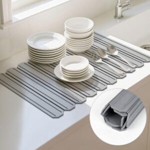 厨房用(可折叠/可裁剪)硅胶沥水垫（深灰色） 45%OFF