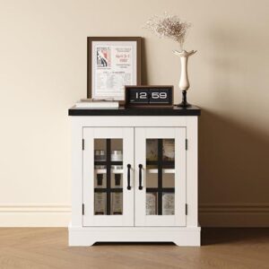 带储物(玻璃门/内置插座)黑色边柜 50%OFF