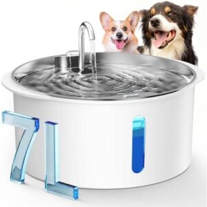 静音大容量(7L/不锈钢/带滤)犬用饮水器 62%OFF