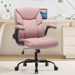 布艺(带轮办公椅/可调翻臂承重250磅) 40%OFF