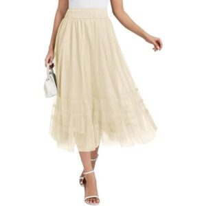 女士(弹力高腰/多层A字)中长款薄纱裙 40%OFF