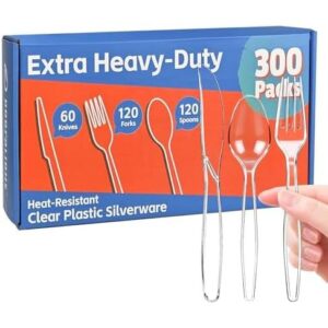 300件套(耐热/BPA免费)透明塑料餐具套装 35%OFF