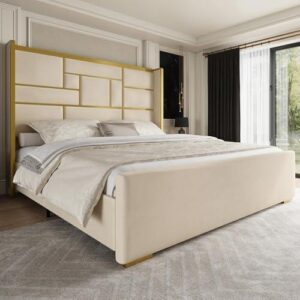 五尺五高背(金边绒面/静音易装)无簧床架 40%OFF