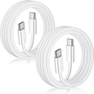 USB C 对 USB C 线 3FT 认证 2组 60W USBC 编织快充 Type C 充电线 -72%