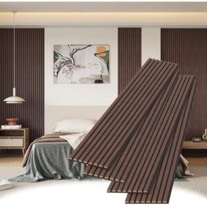 装饰格栅墙板(4片装/胡桃木色/毛毡底/8×1ft) 50%OFF