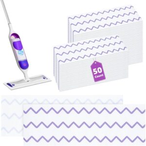 Nicemiya 50支超细纤维拖把垫，兼容Swiffer Powermop，一次性或可重复使用湿干替换垫  -45%