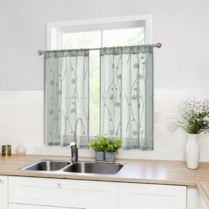 HOMEIDEAS 鼠尾草绿色透视厨房窗帘 30 x 36英寸长 2面板  -53%