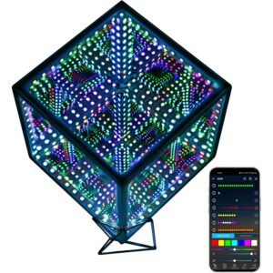 Heepulor Infinity Mirror Hyper Cube 桌灯，桌上艺术夜灯，变色音乐同步 APP 控制环境灯 -33%