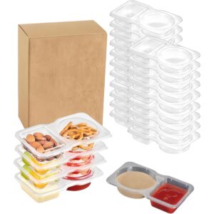 Carastora 20-Pack Snack Containers with Lids, Disposable Double Compartment Sauce Cups, Portable Plastic Boxes for Snacks, Dips, Meal Prep, Portion Control, School, Office, Camping & Travel  -40%