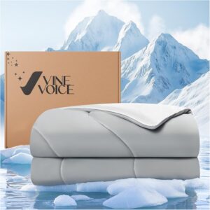 Vine Voice 降温毯，适合热睡者的降温被——双人/双人XL软降温毯，双面夜间防冷毯轻量被（68“x90”，银灰色）-63%