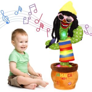 MIAODAM Dancing Cactus, Funny Style 270 Degree Rotation Talking Baby Toy for Big Kids and Adults, Repeats What You Say Colorful Glowing Singing Cactus Toy  -50%