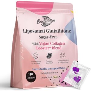 Orinthalixium 脂质体谷胱甘肽软糖 1000MG – 无糖低脂L-谷胱甘肽，含维生素C和纯素胶原蛋白  -50%