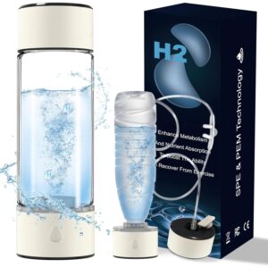 Longtor 2026 Upgrade Hydrogen Water Bottle - 3-Level H₂ Output 1700/2800/4000 ppb - SPE/PEM Tech - 450 ml BPA-Free Borosilicate Glass - Portable Rechargeable for Travel Gym Office  -50%