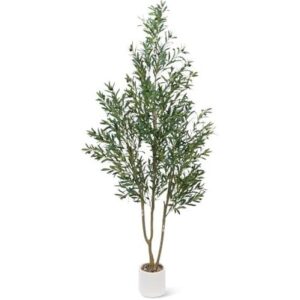 7英尺仿真橄榄树盆栽(带果实/家居办公室装饰) 60%OFF