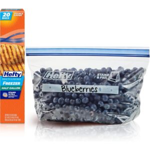 Hefty 按压式封口塑料冷冻袋，半加仑装，20 个装 -40%