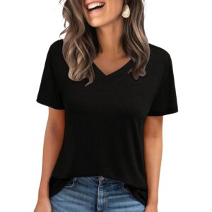 C.O.Z.Y 短袖T恤 女性V领T恤 轻便休闲夏季上衣服装 2025 黑色XL -50%