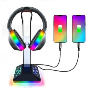RGB耳机支架，配有2个USB 2.0延长线充电口延长线 58%OFF
