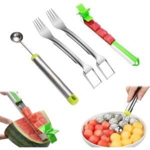 西瓜切块器(2件套/不锈钢/2合1/含挖球器) 75%OFF
