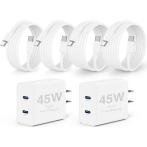 45W Dual Port iPhone 17 16 15 Charger Fast Charging and 6ft 10ft Type C to C Cable Cord Long, USB C Wall Block Plug for Apple iPhone 17 Pro Max/17 Air/16 Pro Max/16/15 Plus/15 Mini/iPad Cube Brick Box  -50%