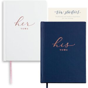 Wedding Vow Books His and Hers – Perfectly Sized, Hardcover Vow Booklets with Gold Foil Lettering – Vows Book Her & Him, Wedding Essentials Idea, Wedding Registry Gifts (Navy Ivory, Rose Gold) -44%