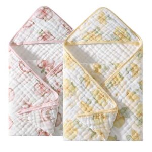 连帽婴儿浴巾2条装(32×32英寸/纱布超吸水/新生儿可用) 68%OFF