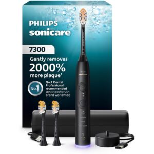 Philips Sonicare 7300 Series Electric Toothbrush - Next-Generation Sonicare Technology, Pressure Sensor, 12 Brushing Settings, SmarTimer, BrushPacer, 21-Day Runtime, Travel Case, Black, HX7421/07  -50%