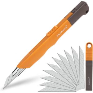 Mulwark 11PC Box Cutter Retractable Utility Knife Set - Heavy Duty Craft Knife with 10PC Sharp Snap-off 9MM 30 Degree Blades for Precision Cutting -45%