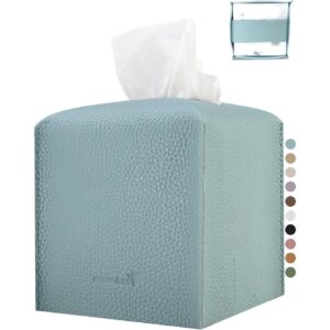 PENGLONG Tissue Box Cover 5X5X5'' PU Leather Tissue Holder Square Tissue Cube Box Organizer for Bathroom Vanity Countertop, Car, Night Stands, Office, Home, Kitchen (1Pack, Light Blue) -50%