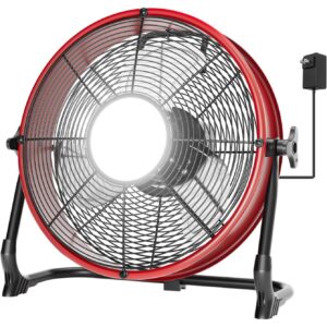 T-SUN 12" Battery Power Floor Fan with 1000LM LED Light, Compatible with Milwaukee Battery, Outdoor Floor Fan Stepless Speed, Cordless Fan Metal High Velocity for Jobsite, Workshop, Garage, Camping -43%