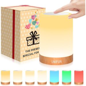 UNIFUN Touch Control Table Lamp, Smart Dimmable Bedside Lamp with RGB Color Changing & Warm White Light, Ambient Lighting for Bedroom Living Room, Holiday Gift, Taller Design -53%
