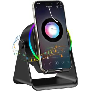 TARKARI Wireless Induction Speaker, 5 in 1 Bluetooth Speaker, 360° Rotation Cell Phone Stand and Colorful Ambient Light, Compatible with iPhone iPad Android Tablet, Birthday Gifts for Him Women Men  -58%