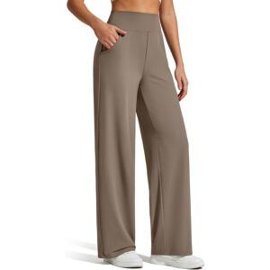 G4Free Pants for Women Stretchy Wide Leg Sweatpants High Waist Straight Leg Sweat Pants Workout Travel(Dark Brown,XXL,28") -50%