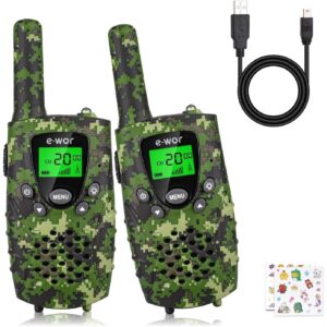 E-WOR Walkie Talkies for Kids, 2Pack 4 Miles Long Range Rechargeable Walkie Talkies 22 Channels with Flashlight Adventure Toys for 3 4 5 6 7 8 9 10 11 12 Year Old Boys Girls, Funny Gifts for Christmas -50%