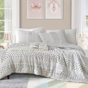 Geniospin Full Comforter Set 7 Pieces, Bed in A Bag with Comforter, Sheets, Pillowcases & Shams, Pom Tufted Design, All Season Down Alternative Bedding Sets -55%