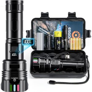 Super Bright Flashlight 100000 High Lumens Rechargeable,Powerful Long Distance 3280ft Strong LED Flash Lights,Long Lasting 10H LCD Digital USB Discharging Function,Focus & Brightness Adjustable -67%