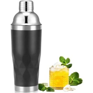 黑色保温鸡尾酒摇酒壶20oz(双层真空不锈钢/内置滤网） 50%OFF