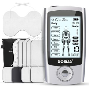 DOMAS TENS Unit with 4"x6" Butterfly Pad for Lower Back Pain Relief, 8 Guided Body Programs, USB-C Rechargeable, Dual Channel -50%