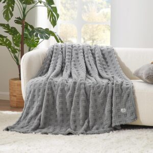 Cozy Bliss Ultrasoft Waffle Throw Blanket, Fluffy Cute Plush Blanket for Couch, Bed, Modern Home Accent, Portable for Picnic or Outdoor, Grey, 50"x60" -56%
