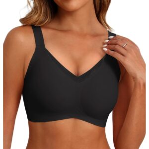 SHIJIALI Jelly Bras for Women No Underwire V Mesh Push Up Wireless Bralettes Seamless Soft Comfort Everyday Tshirt Bra Black -50%