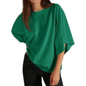 Cicy Bell Womens Oversized Half Sleeve T-Shirts Summer Casual Crew Neck Tshirt Loose Fit Side Slit Tee Tops Deep Green -35%