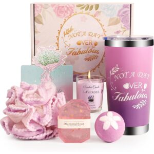 Birthday Gift for Women, Spa Basket Sets, Get Well Gifts, Self Care Gifts for Best Friends Sister Mom (purple cup) -50%