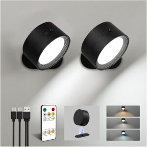 AMETHEUS LED壁挂灯，可充电壁灯 (Black, 2 Pack)  -40%