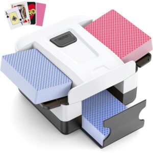 AOOELLO Automatic Card Shuffler 1-2 Decks, Rechargeable Electric Card Dealer Machine, Low Noise Portable Shuffler for UNO, Poker, Blackjack, Skip-Bo, Phase 10 -50%