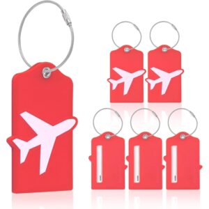 Vigorport Luggage Tags with Name ID Card, 6 Pack Flexible & Bright Silicone Luggage Tag for Suitcases TSA Approved, Best Travel Accessories for Baggage/Bag Identification (6, Red, Normal) -50%