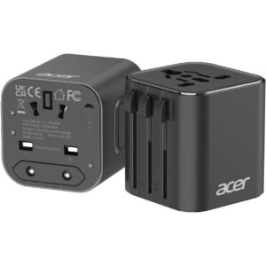 Acer US to Europe Plug Adapter, Universal Travel Adapter, International Power Adapter for USA to Europe UK France Germany Spain Ireland Australia (Type C/G/A/I),Black -50%