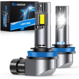 TechWizHub H11/H9/H8 Bulbs, 24000LM Super Bright High Low Beam No Shadows H11 Fog Lights, 1:1 Mini Size 6500K Cool White, 16000RPM Silent Fan, Plug and Play, IP68, Pack of 2 -53%