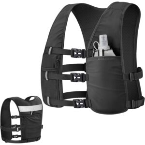 NOOLA Running Vest with 500ml Soft Flask, Lightweight Running Hydration Vest for Men Women，Adjustable Reflective Water Backpack with Phone Holder for Hiking Cycling Marathon Trail Race, Black -50%