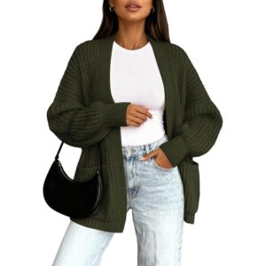 BTFBM Cardigan Sweaters for Women 2026 Fall Fashion Casual Long Sleeve Oversized Open Front Knit Cardigans Jacket Coat(Army Green,Medium) -50%