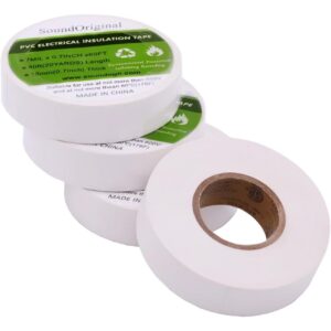 SoundOriginal UL/CSA Electrical Tape White 0.7 Inch by 60 Feet 4 Pack Waterproof Flame Retardant Indoor Outdoor High Temperature Resistance (60Ft White) -45%