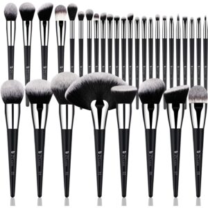 DUcare 32Pcs PRO Grade Makeup Brushes Set Premium Ultra-soft Synthetic Foundation Contour Powder Blush Concealer Eyeshadow Classic Black Professional Make up Brushes -50%